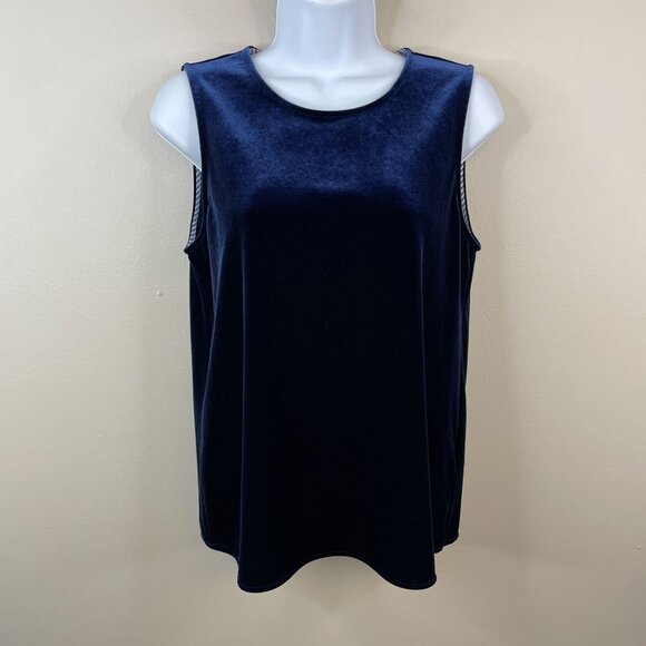 Vineyard Vines Womens Velvet Sleeveless Top Size S Blue Holiday Party Preppy - Picture 1 of 12